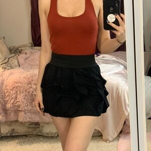 Vintage Y2K Black Ruffle Mini Skirt